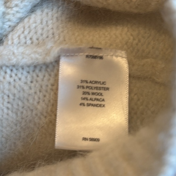 A Loves A Wool Blend Turtleneck Long Sleeve Cable Knit Sweater Sz XL Cream - Picture 5 of 6